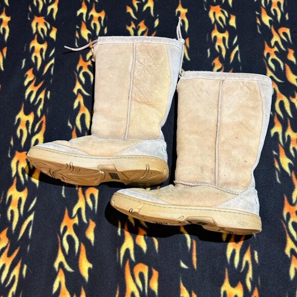 UGG Shoes - UGG Australia Ultimate Tall 5250 Suede Leather Shearling Boot Tan Womens 9